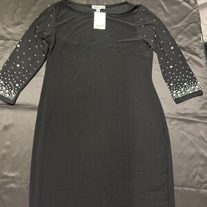 Black Dress with Embellished Sleeves